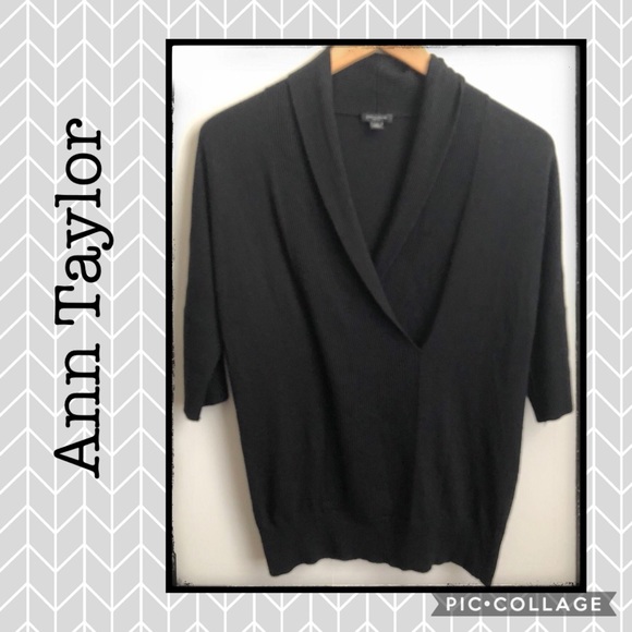 Ann Taylor Sweaters - Ann Taylor Black V-Neck 3/4 sleeve sweater 💜